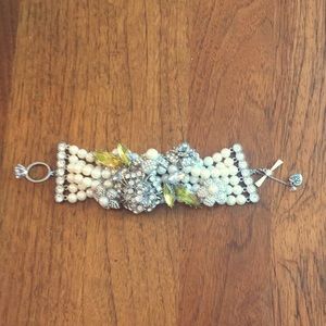 Betsy Johnson Pearl Charm Wedding Bracelet.